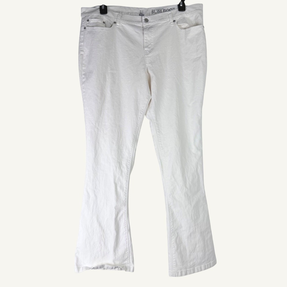 New York & Company Slim Boot Jeans 18 White Cotton Slim Bootcut Low Rise Y2K